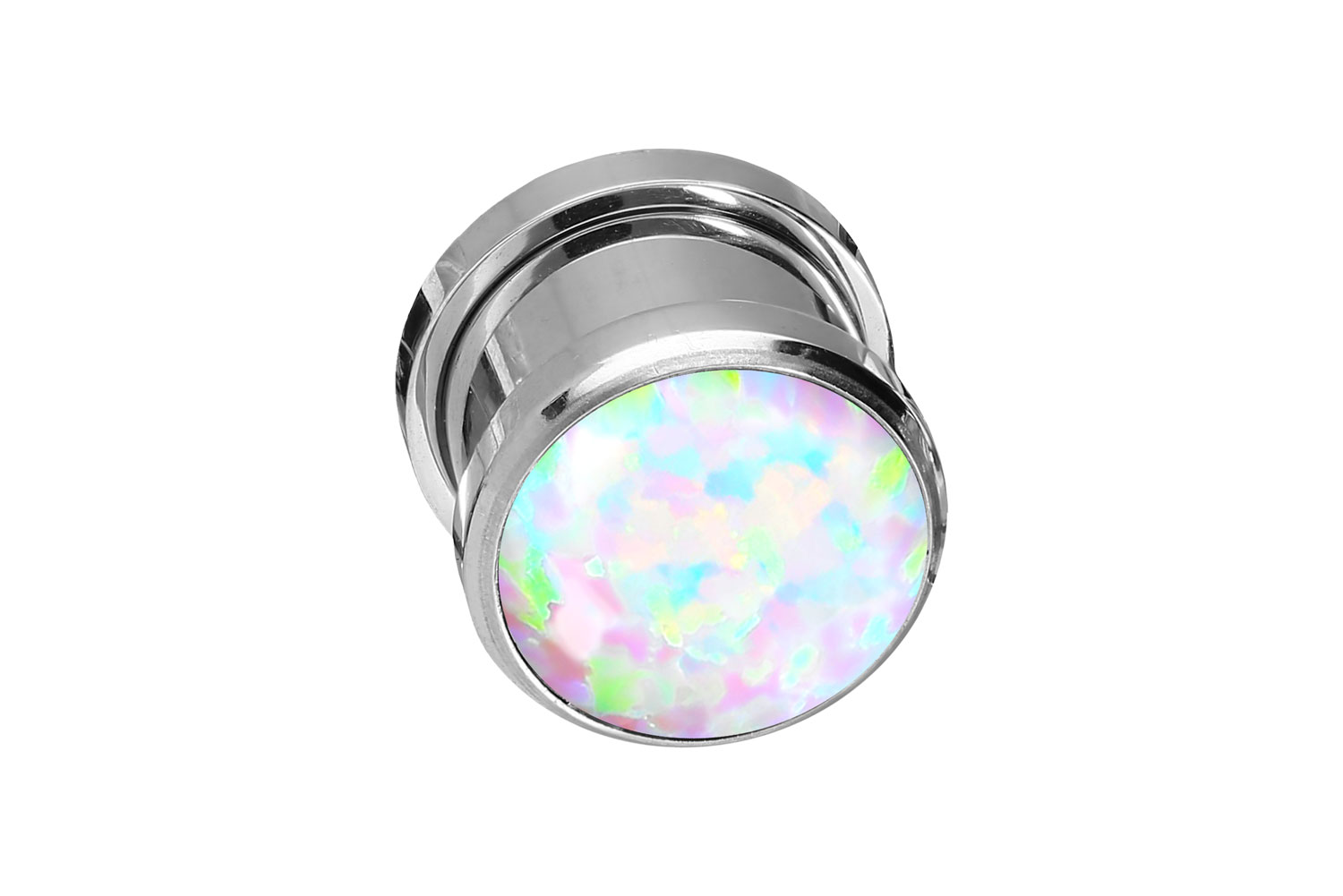 Chirurgenstahl Plug SYNTHETISCHER OPAL ++SALE++ von Piercingline